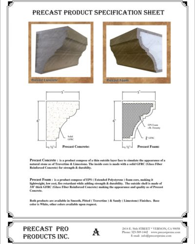 Precast Product Spec Sheet
