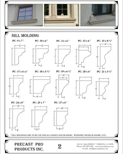 Spec Sheet -2- Sills